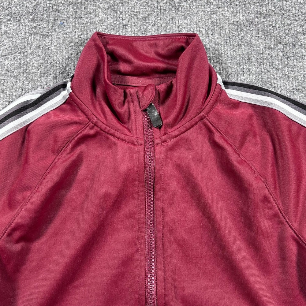Mondetta Track Jacket Womens Size XS Burgundy Striped Full Zip Athletic Sporty